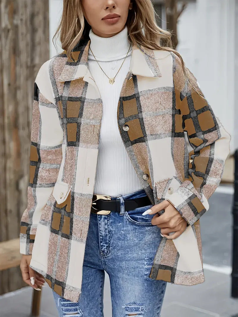 Chemisier oversize à carreaux chic pour femme