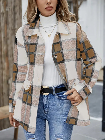 Chemisier oversize à carreaux chic pour femme