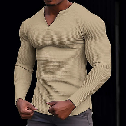 T-shirt à manches longues structuré élégant pour hommes