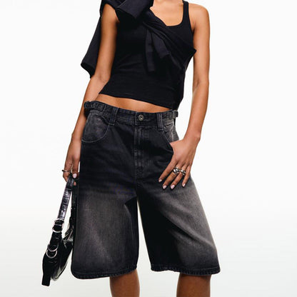 Short en jean décontracté taille moyenne pour femme