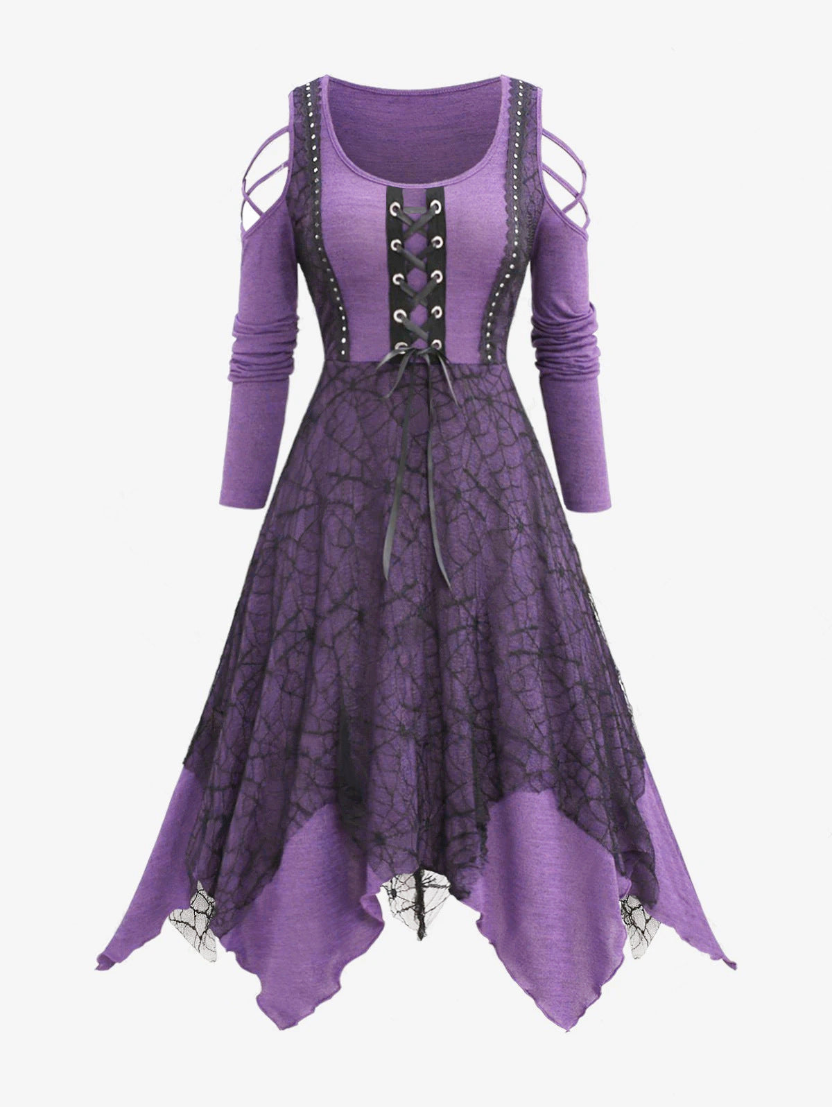 Robe longue gothique femme dentelle laçage