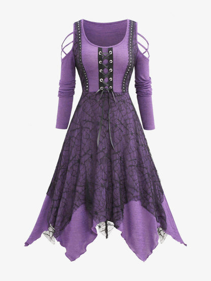 Robe longue gothique femme dentelle laçage