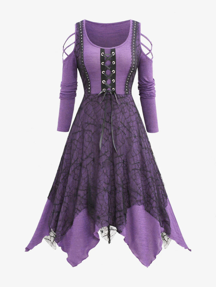 Robe longue gothique femme dentelle laçage