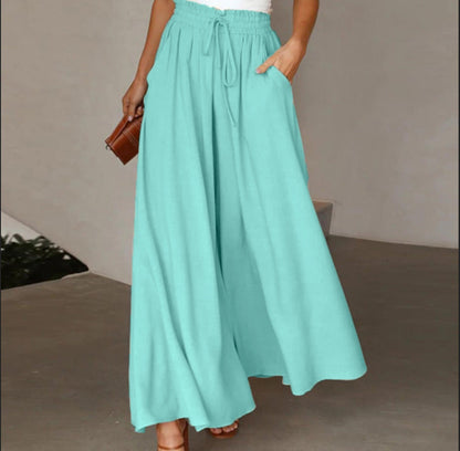Pantalon Femme Élégant Ample avec Taille Élastique et Poches