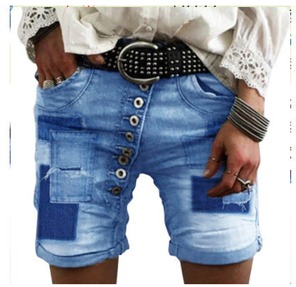 Short en jean destroyed avec poches pour femme