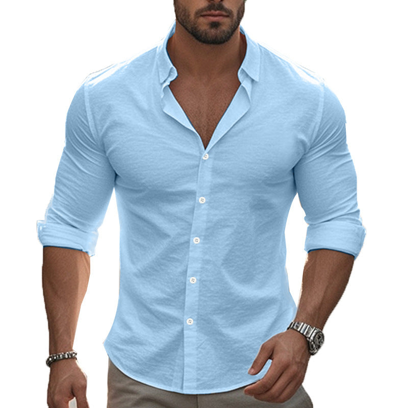 Chemise Homme Élégante Manches Longues Col Moderne