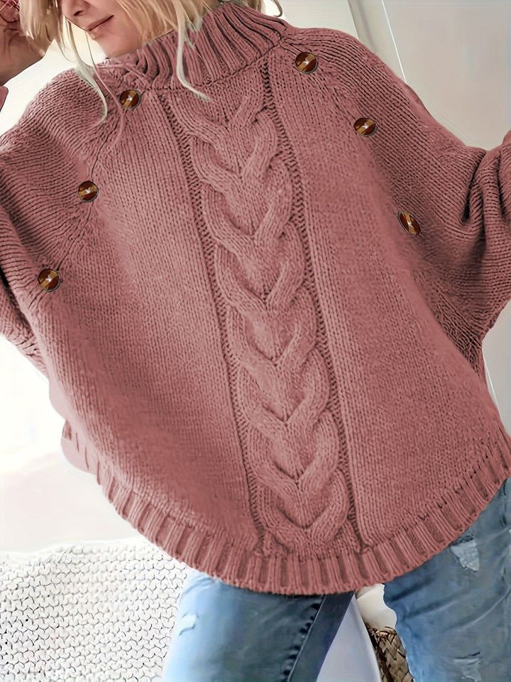 Pull pour femme en grosse maille, col montant, élégant