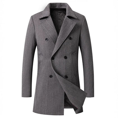 Herren Mantel Doppelreihner Elegantes Herringbone Design - IdealeKleiden