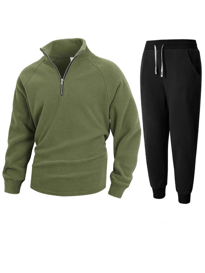 Ensemble polaire pour homme, confortable, mi-long, avec fermeture éclair