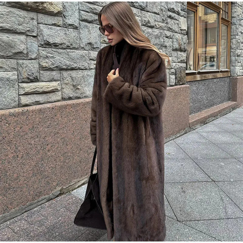 Manteau en fausse fourrure pour femmes Design élégant Robe ample