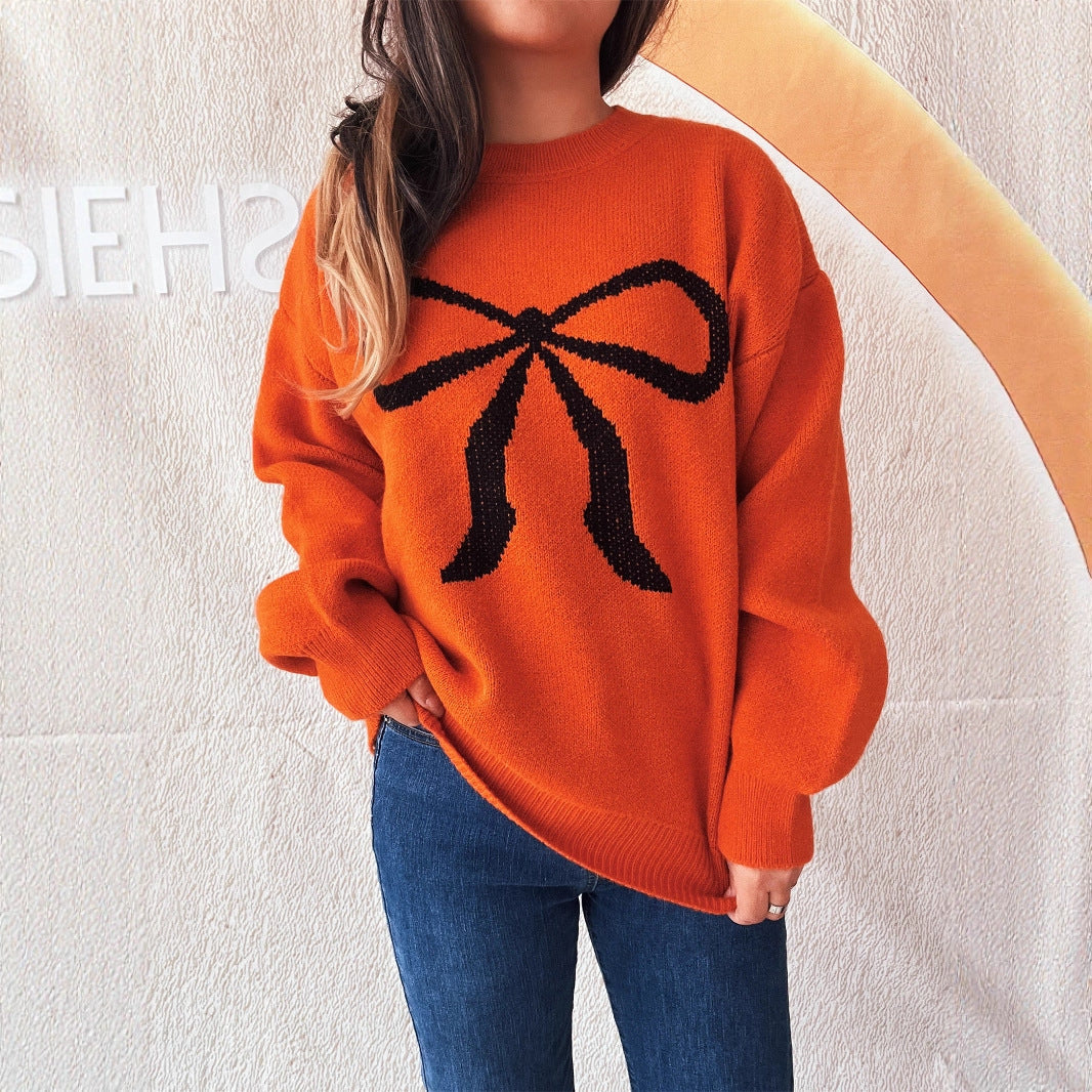 Pull femme doux motif nœud