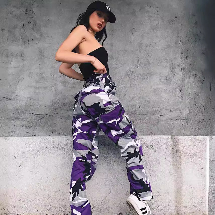 Damen Cargohose Camo-Style Praktisch Elastisch - IdealeKleiden