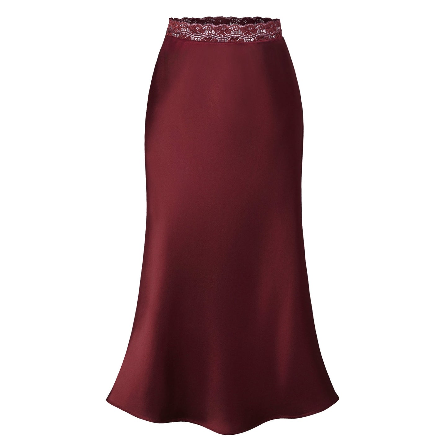 Jupe longue femme élégante en satin et dentelle, chic