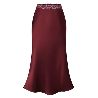 Jupe longue femme élégante en satin et dentelle, chic