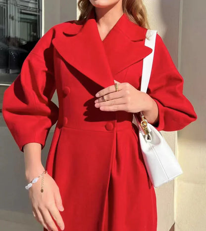 Manteau en laine élégant, croisé et cintré