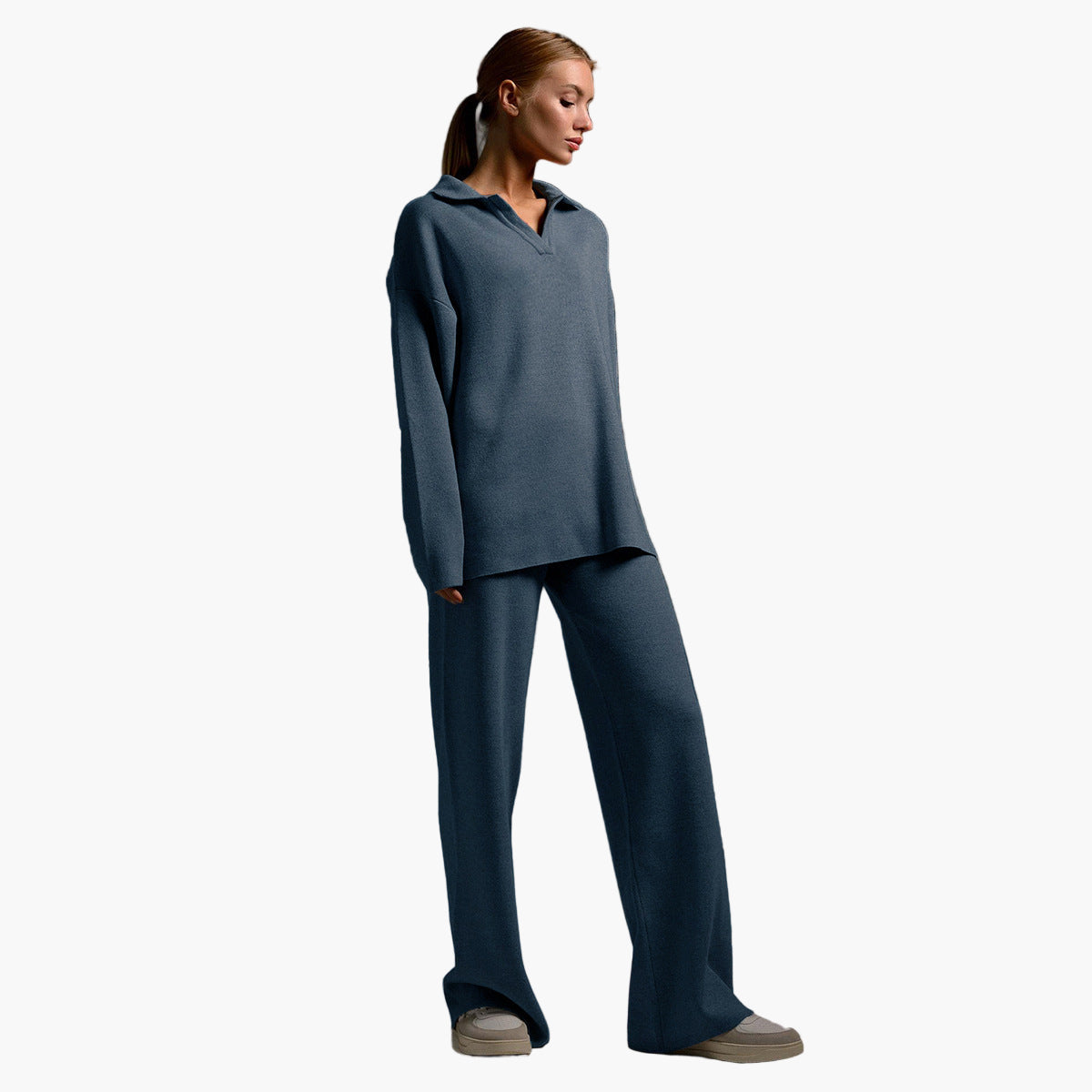 Ensemble loungewear confortable - Pull oversize à col et pantalon de jogging