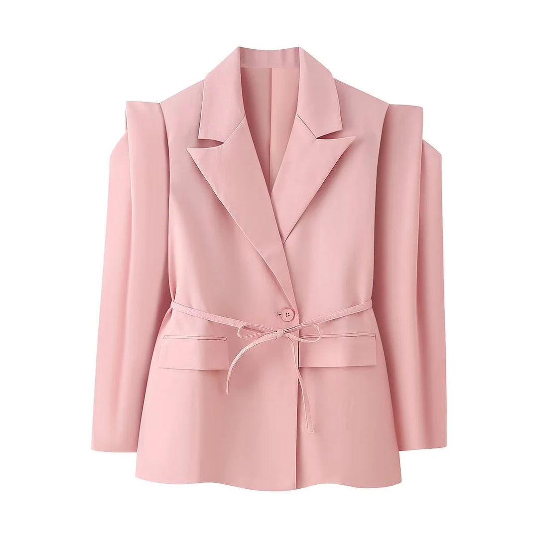 Veste blazer oversize élégante pour femme avec ceinture