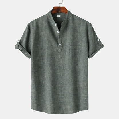 Chemise à manches courtes pour homme, style Henley moderne