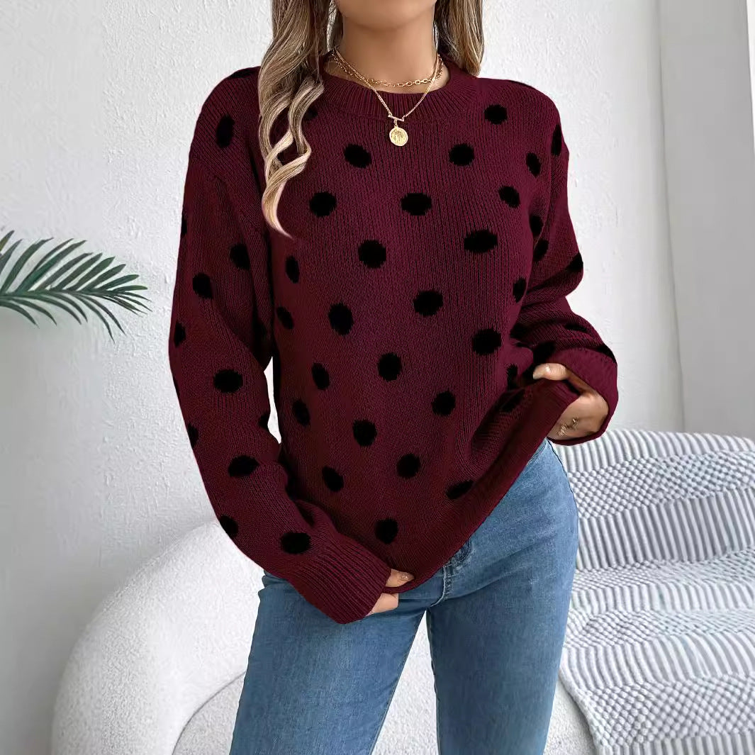 Pull femme classique à pois