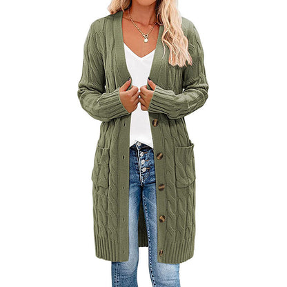 Cardigan femme grosse maille chaud avec poches et boutons