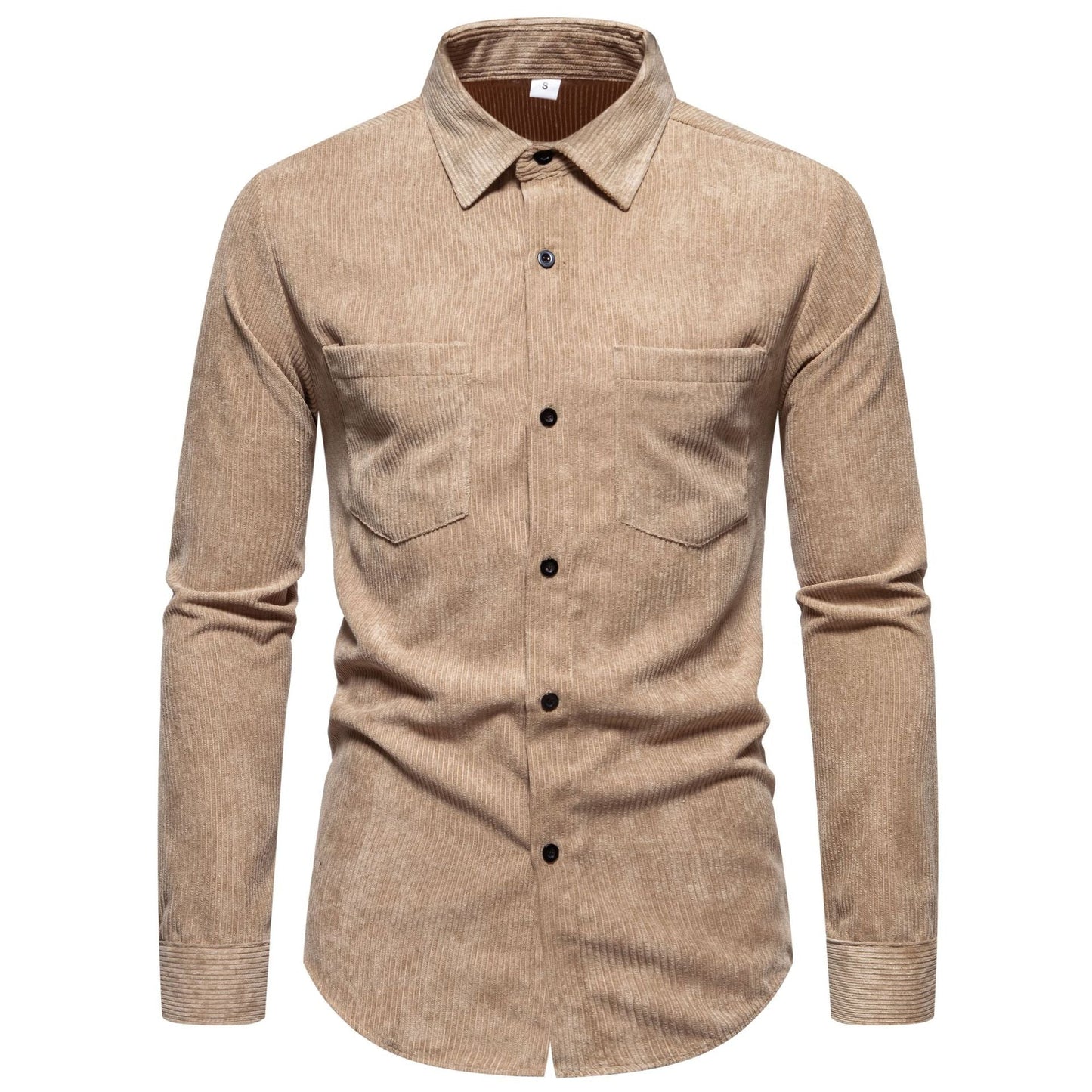 Chemise en velours côtelé pour homme Classique Élégante Poche poitrine