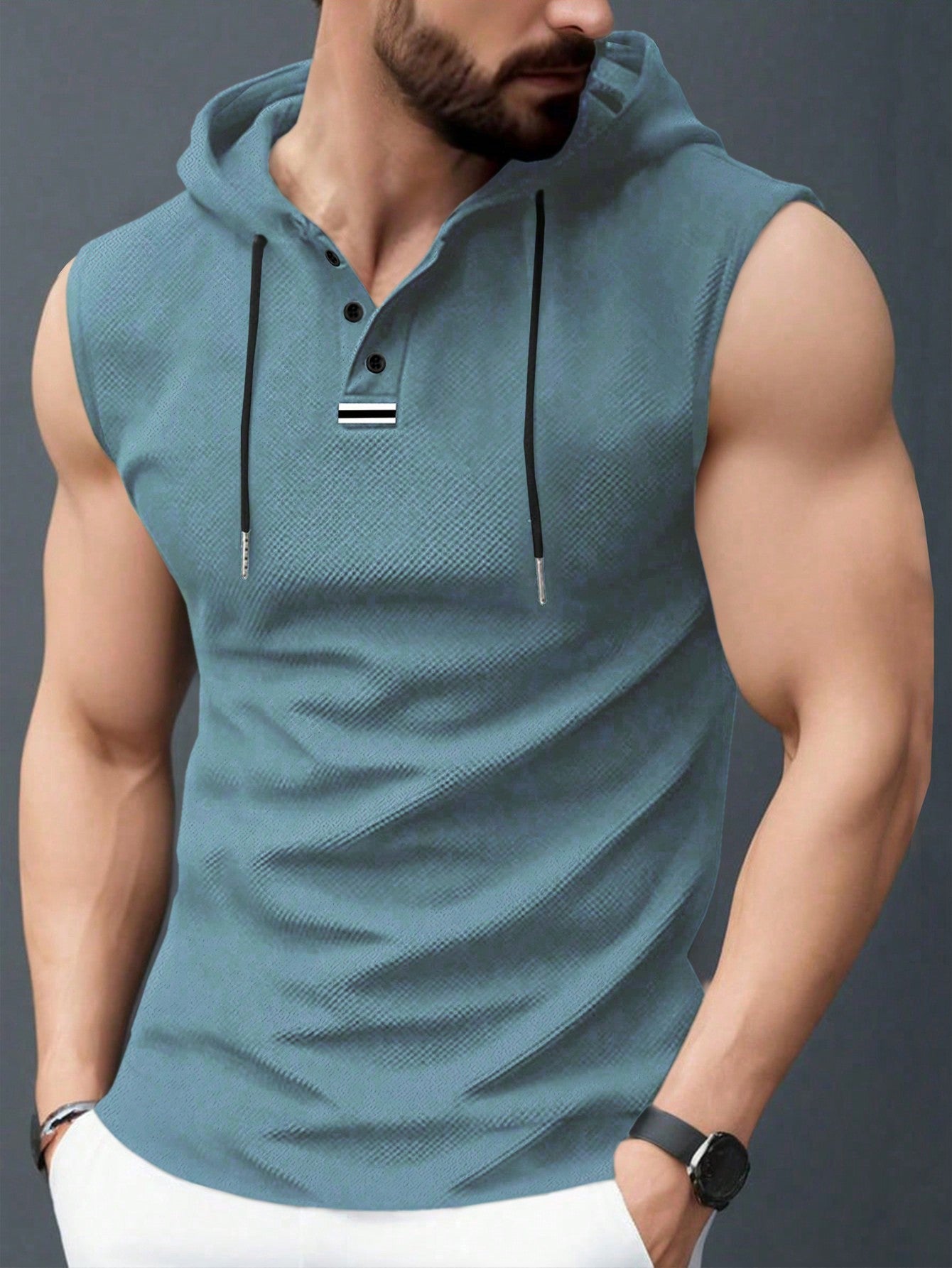 Débardeur à capuche sportif texturé pour homme