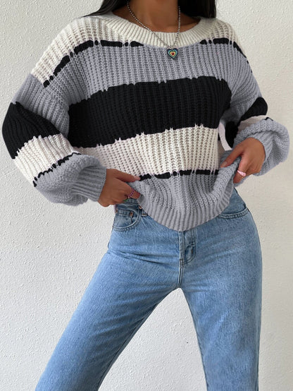 Grand pull en tricot grande taille à manches longues