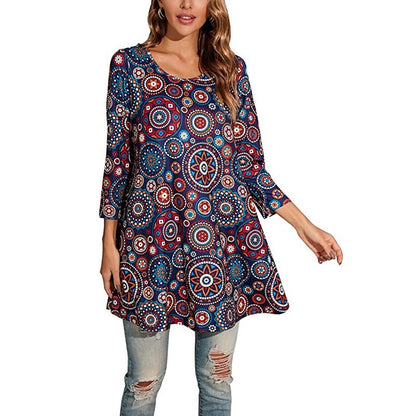 Tunique femme imprimé mandala robe d'été élégante