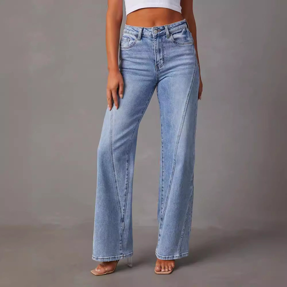 Damen Hochtaillierte Flare Jeans Elegant - IdealeKleiden