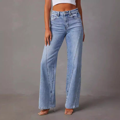 Damen Hochtaillierte Flare Jeans Elegant - IdealeKleiden