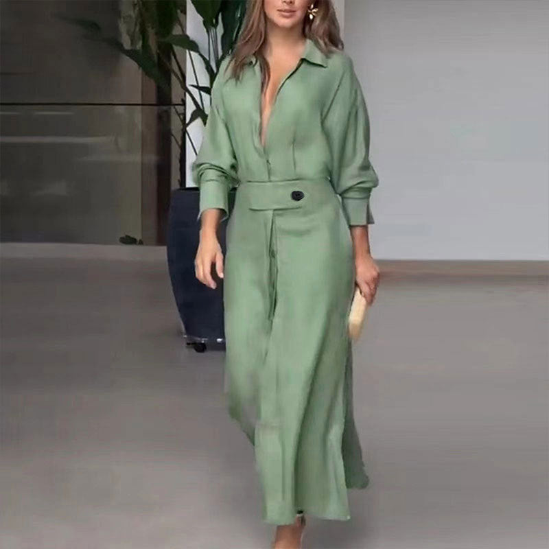 Robe longue élégante en lin pour femme