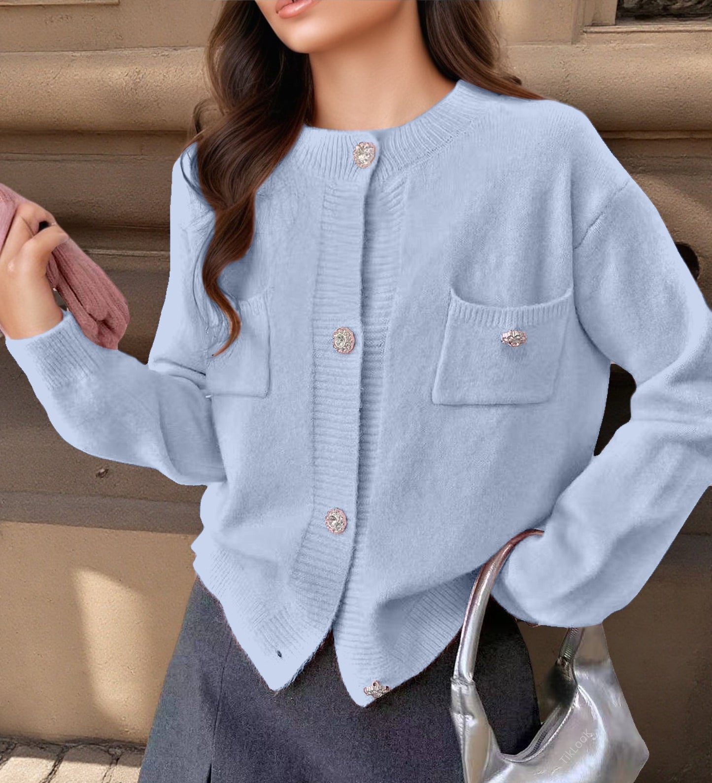 Cardigan femme mélange laine Coupe ample