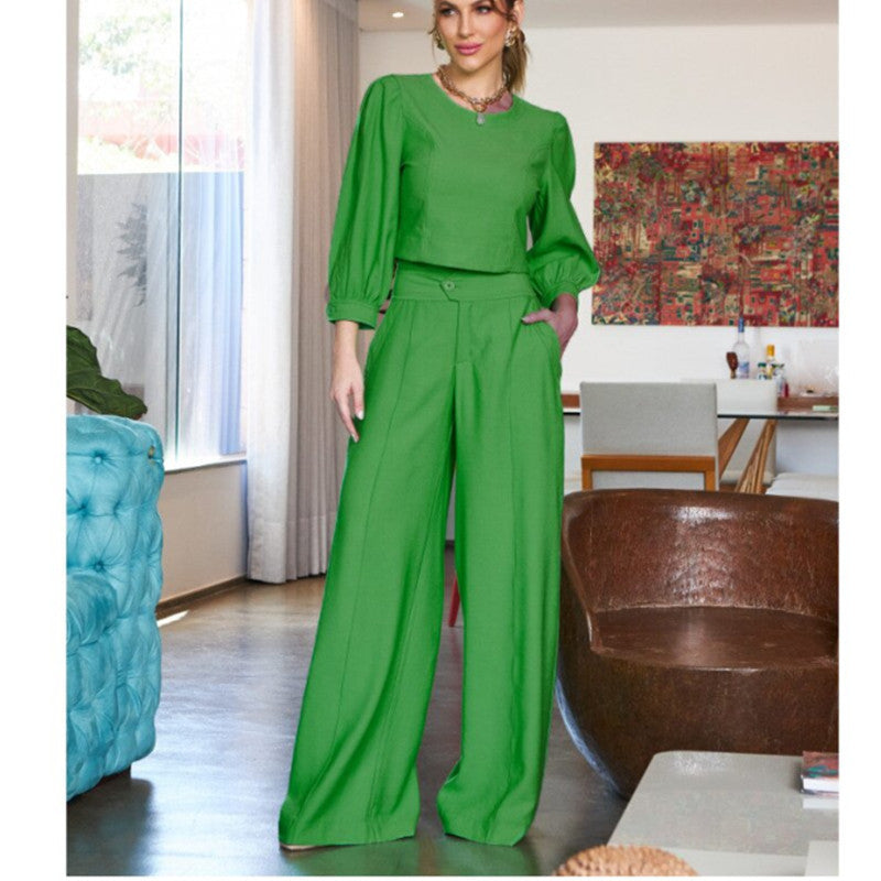 Ensemble chic deux pièces femme : Blouse et Pantalon