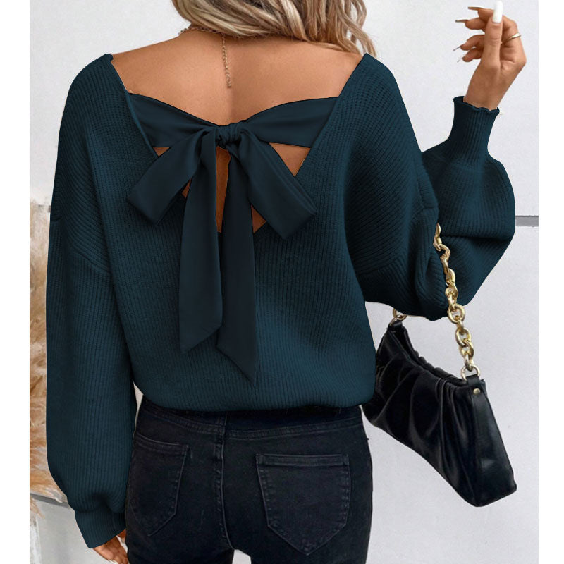 Pull pour femme avec encolure à nœud chic