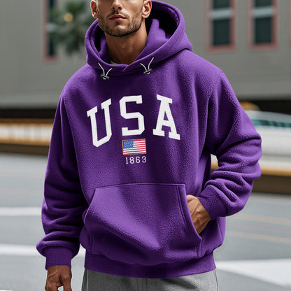 Sweat à capuche polaire homme design américain douillet et chaud