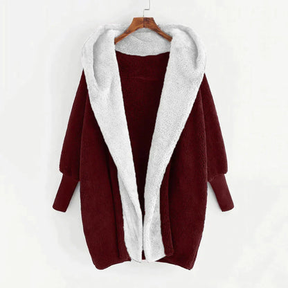 Cardigan-manteau ample et doux pour femmes avec capuche