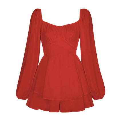 Mini-robe pour femmes, design manches bouffantes romaines