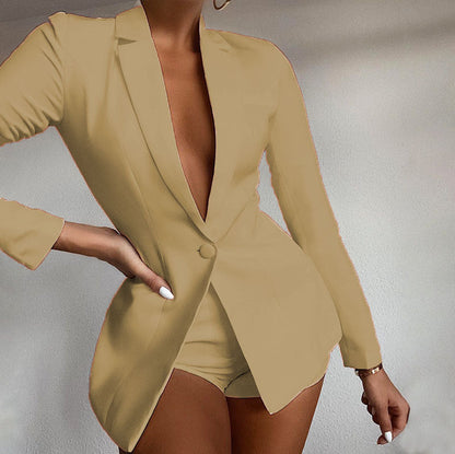 Ensemble Blazer et Jupe pour Femmes, Col en V Élégant, Design Moderne