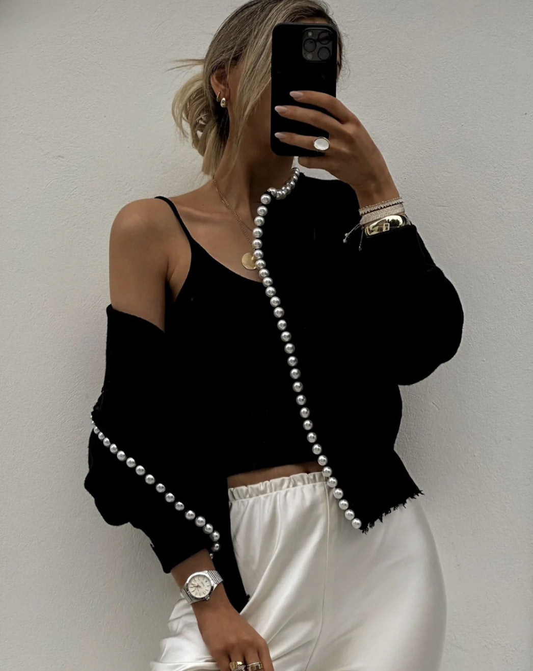 Gilet femme ouvert avec perles Design élégant