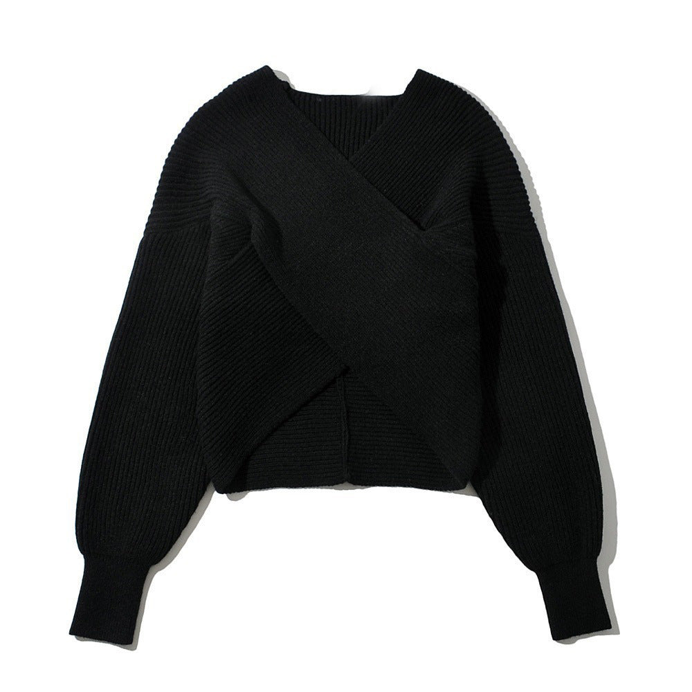 Pull tricoté pour femme, look cache-cœur moderne