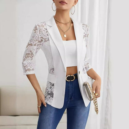 Blazer élégant femme Manches en dentelle Coupe ajustée