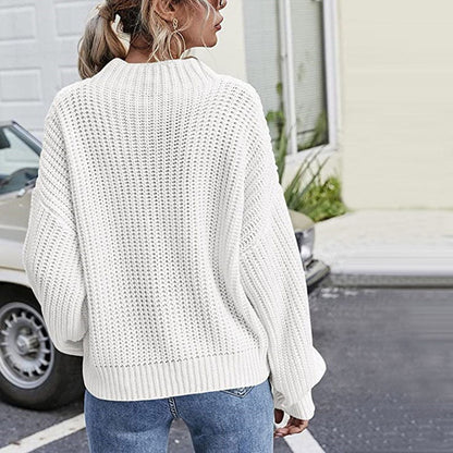 Gemütlicher Pullover Zopf Muster Weich - IdealeKleiden