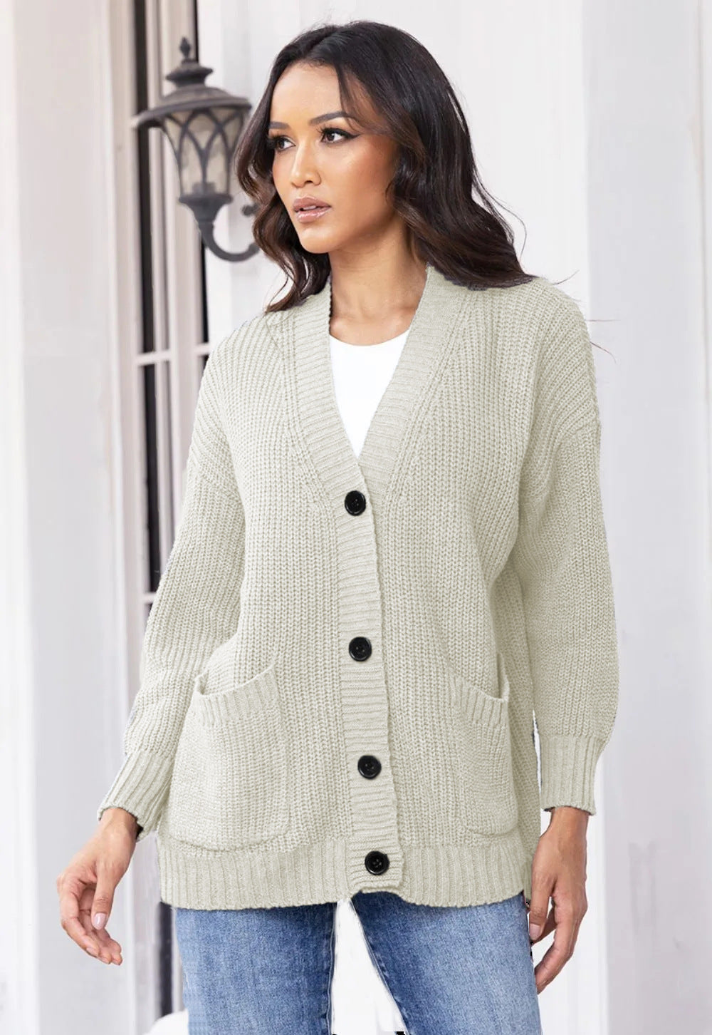 Cardigan femme Grandes poches Veste femme classique élégante