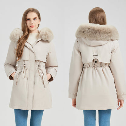 Parka d'hiver femme Col fourrure amovible Coupe slim