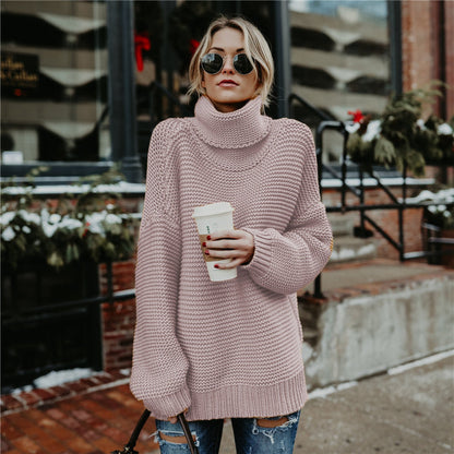 Pull doux pour femme col montant aspect tricot