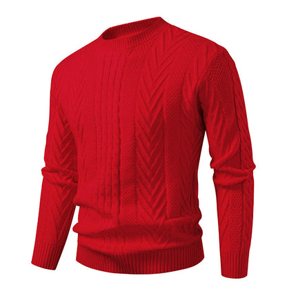Pull en grosse maille torsadée à col rond pour homme
