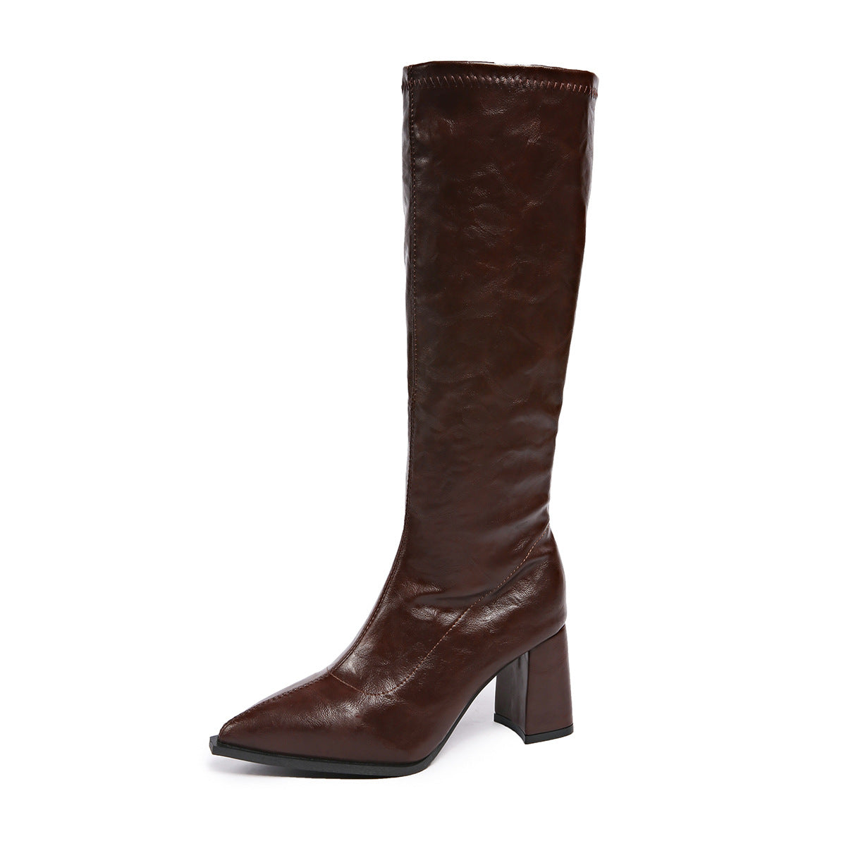 Bottes Femme Très Tendance Talon Bloc Bout Pointu