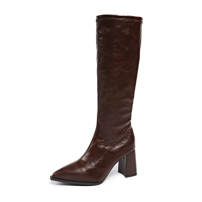 Bottes Femme Très Tendance Talon Bloc Bout Pointu