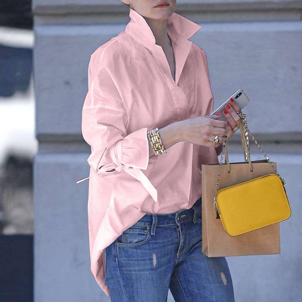 Chemisier oversize en dentelle avec cravate et manches pour femme