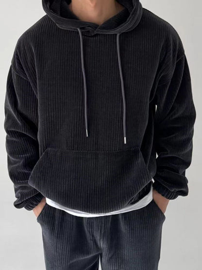 Hoodie homme Confortable Structure côtelée Poche kangourou